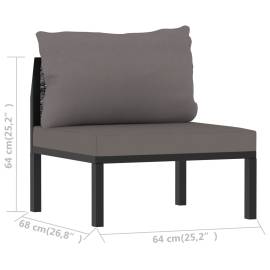 Canapea modulară de mijoc cu pernă, antracit, poliratan, 6 image