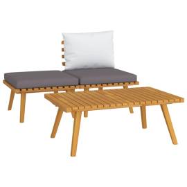 Set mobilier de grădină cu perne, 3 piese, lemn masiv acacia, 2 image
