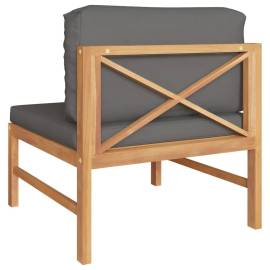 Canapea de mijloc cu pernă gri închis, lemn masiv de tec, 4 image