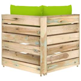 Canapea de colț modulară cu perne, lemn verde tratat, 4 image