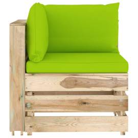 Canapea de colț modulară cu perne, lemn verde tratat, 3 image
