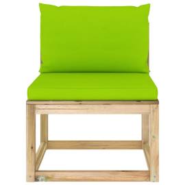 Canapea de grădină de mijloc, cu perne, lemn pin tratat verde, 3 image