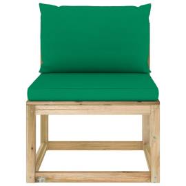 Canapea de grădină de mijloc, cu perne, lemn pin tratat verde, 3 image