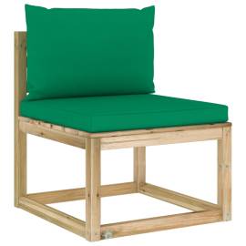 Canapea de grădină de mijloc, cu perne, lemn pin tratat verde, 2 image