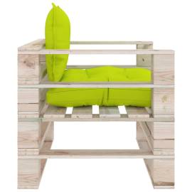 Canapea de grădină din paleți cu perne verde crud, lemn de pin, 3 image