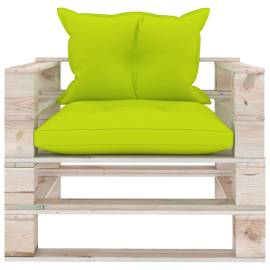 Canapea de grădină din paleți cu perne verde crud, lemn de pin, 2 image