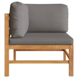 Canapea de colț, cu perne gri închis, lemn masiv de tec, 2 image