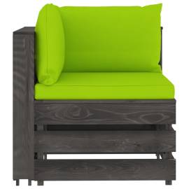 Canapea de colț modulară cu perne, gri, lemn tratat, 2 image
