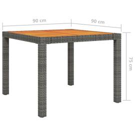 Masă de grădină, gri, 90x90x75 cm, poliratan/lemn de acacia, 6 image