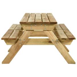 Masă de picnic cu bănci, 220x122x72 cm, lemn de pin tratat, 3 image