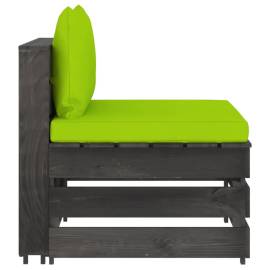 Canapea de mijloc modulară cu perne, gri, lemn tratat, 2 image