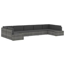 Canapea modulară cu 2 locuri, negru, poliratan, 11 image