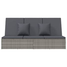 Șezlong/canapea rabatabilă cu perne, gri închis, poliratan, 6 image