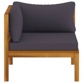 Canapea de colț modulară, perne gri închis, lemn masiv acacia, 3 image