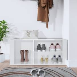 Pantofar, alb extralucios, 100x35x45 cm, lemn compozit, 3 image