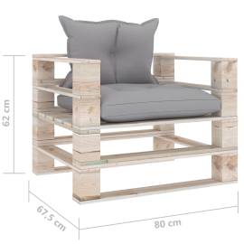 Canapea de grădină din paleți cu perne gri, lemn de pin, 6 image