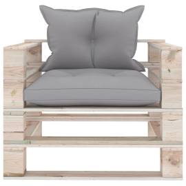 Canapea de grădină din paleți cu perne gri, lemn de pin, 2 image