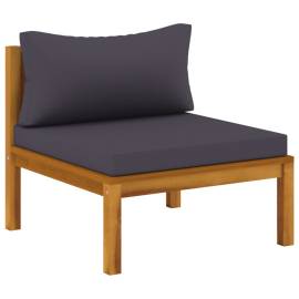 Canapea de mijloc modulară, perne gri închis, lemn masiv acacia, 2 image