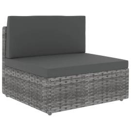 Canapea modulară cu 2 locuri, gri, poliratan, 3 image