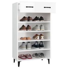 Pantofar, alb extralucios, 60x35x105 cm, lemn compozit, 5 image