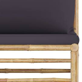 Canapea de mijloc pentru grădină, perne gri închis, bambus, 5 image
