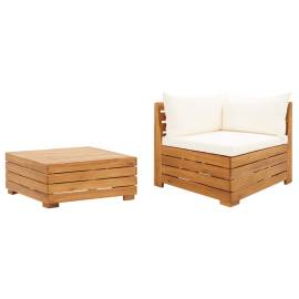 Set mobilier grădină cu perne, 2 piese, lemn masiv de acacia