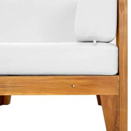 Canapea colțar modulară cu perne alb crem, lemn masiv de acacia, 6 image
