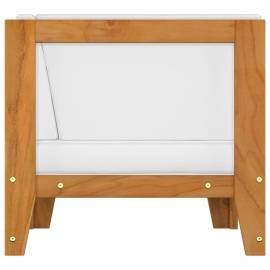 Canapea colțar modulară cu perne alb crem, lemn masiv de acacia, 3 image