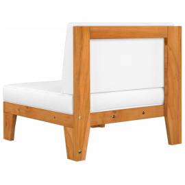 Canapea colțar modulară cu perne alb crem, lemn masiv de acacia, 4 image