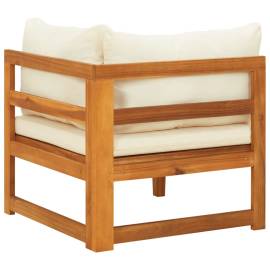 Canapea de colț cu perne alb crem, lemn masiv de acacia, 4 image
