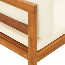 Canapea de colț cu perne alb crem, lemn masiv de acacia, 6 image