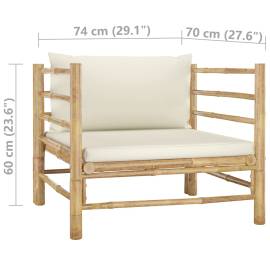 Canapea de grădină cu perne alb crem, bambus, 6 image