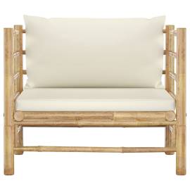 Canapea de grădină cu perne alb crem, bambus, 2 image