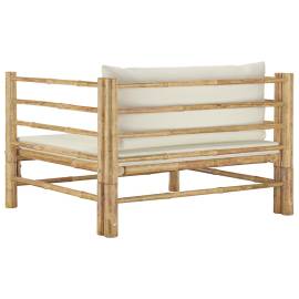 Canapea de grădină cu perne alb crem, bambus, 4 image