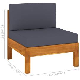 Canapele de mijloc, perne gri închis, 2 buc. lemn masiv acacia, 6 image