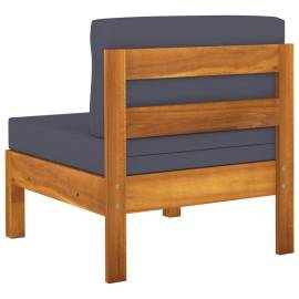 Canapele de mijloc, perne gri închis, 2 buc. lemn masiv acacia, 5 image