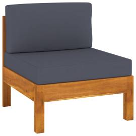 Canapele de mijloc, perne gri închis, 2 buc. lemn masiv acacia, 2 image