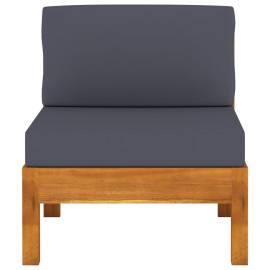 Canapele de mijloc, perne gri închis, 2 buc. lemn masiv acacia, 3 image