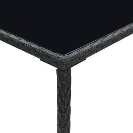 Masă de bar de grădină, negru, 70x70x110cm, poliratan și sticlă, 5 image
