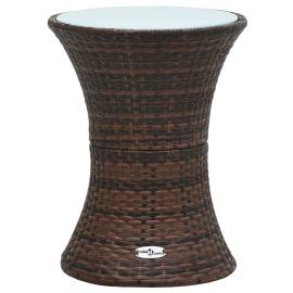 Masă laterală de grădină în formă de tambur, maro, poliratan