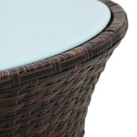 Masă laterală de grădină în formă de tambur, maro, poliratan, 3 image