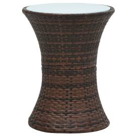 Masă laterală de grădină în formă de tambur, maro, poliratan, 2 image