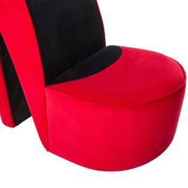 Scaun în formă de pantof cu toc, roșu, catifea, 6 image