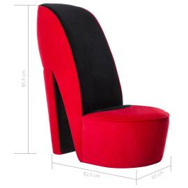 Scaun în formă de pantof cu toc, roșu, catifea, 7 image