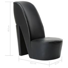Scaun, design toc înalt, negru, piele ecologică, 7 image