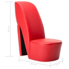 Scaun, design toc înalt, roșu, piele ecologică, 7 image