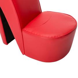 Scaun, design toc înalt, roșu, piele ecologică, 6 image