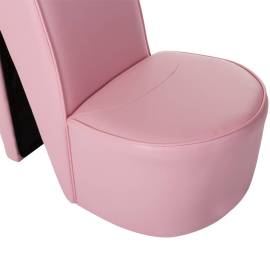 Scaun, design toc înalt, roz, piele ecologică, 6 image