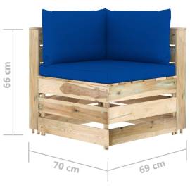 Canapea de colț modulară cu perne, lemn verde tratat, 6 image