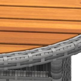 Masă de grădină, gri, Ø80x75cm, lemn de acacia/poliratan, 3 image